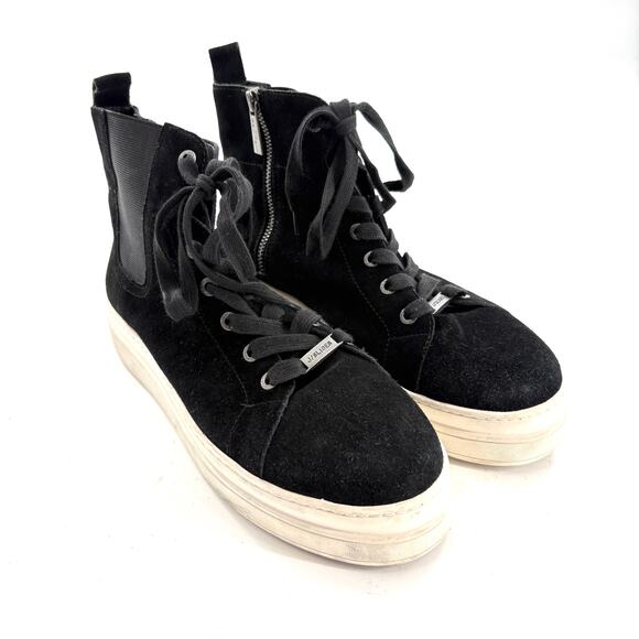 J Slides High Top Sneakers 9 Black Lace Up Capsule Minimalist - Picture 3 of 7